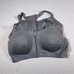 LOT OF 2 Layer 8 Sports Bra Women 3X  Zip Front High Support Gray Qwick-Dry